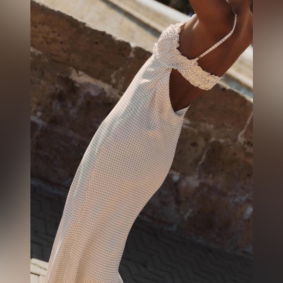 ZARA - SATIN EFFECT midi maxi slip DRESS tie front polka dot - Picture 5 of 10